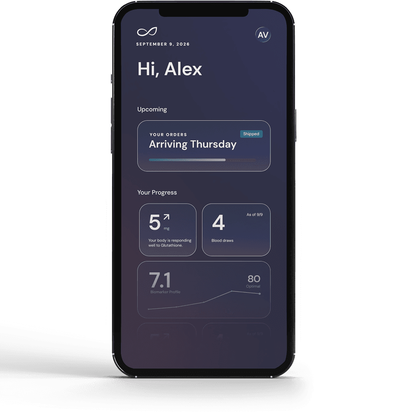 The Care Portal on a phone, showing an upcoming order and progress readings